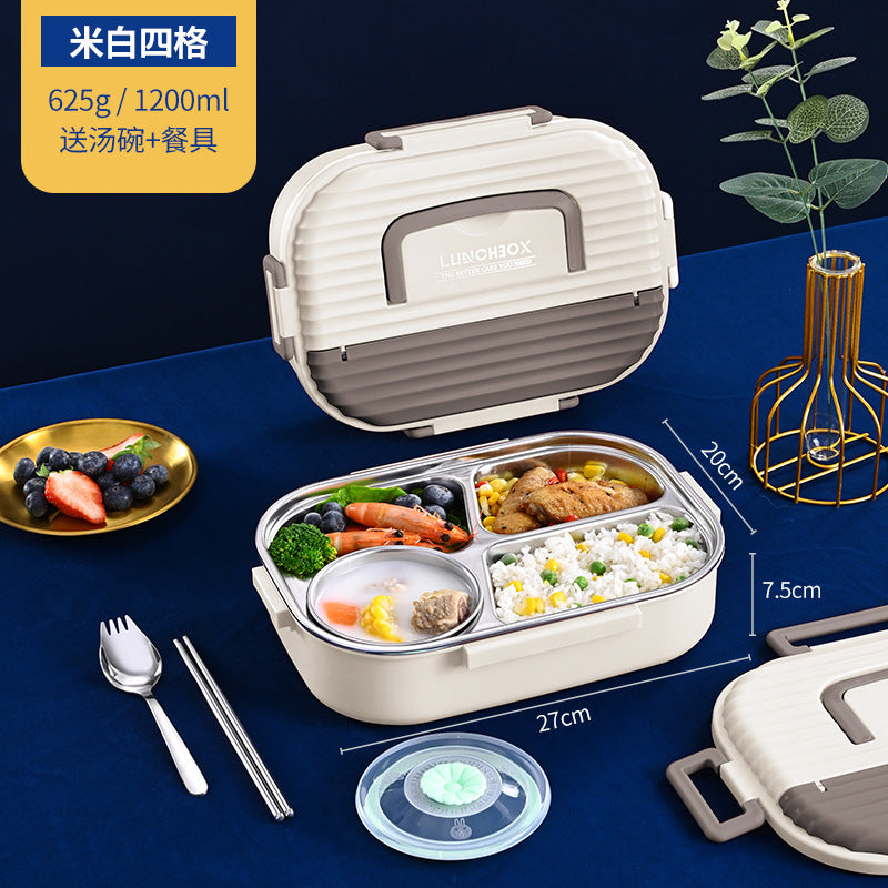 304 stainless steel lunch box, thermal insulation box, special bento for students and office workers, canteen packing box, divided into compartments, fast food trays