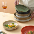 Retro stoneware dinner plate clay deep plate fruit salad plate japanese breakfast dessert plate pasta plate restaurant hotel plate