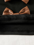 cross-border girls' fashion bowknot solid color camisole + pu leather skirt two-piece set