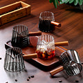 Glass wooden handle small milk cup coffee measuring cup extraction cup mini coffee milk cup milk cup ounce cup mini milk can