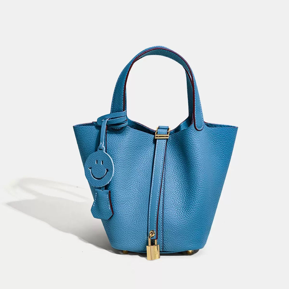 Genuine leather vegetable basket women's bag 2024 bucket bag large capacity satchel bag first layer cowhide classy genuine leather women's bag