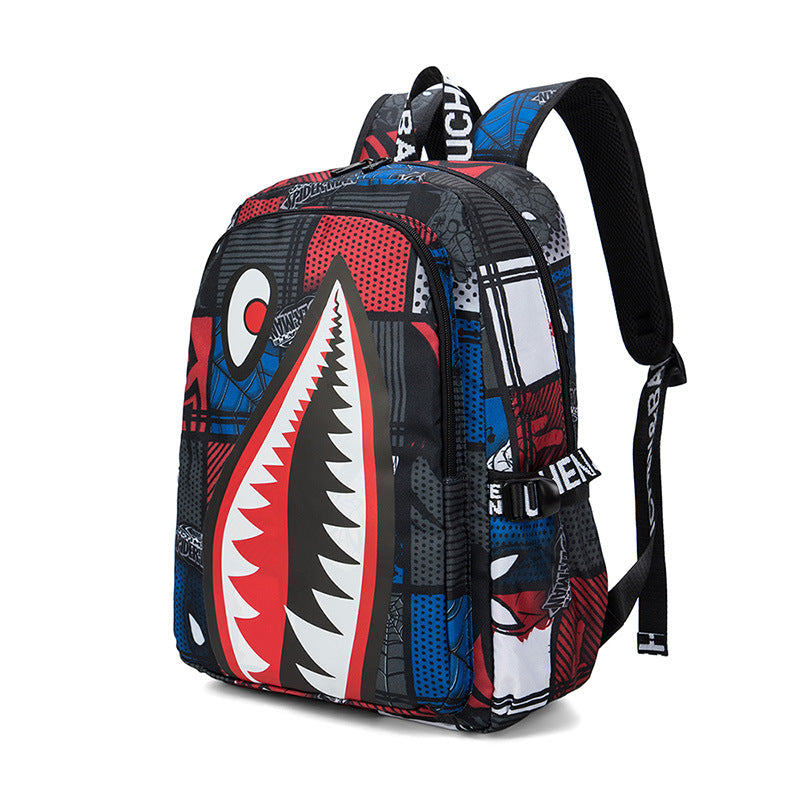 Personalized creative backpack Korean version of teen shark backpack male fashion trend primary and secondary school students campus Harajuku