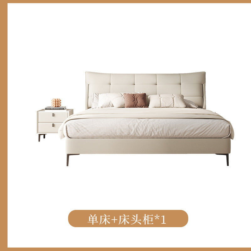 Light french cream style bed small apartment casualaccessible luxury foshan furniture master bedroom double 1.8m genuine leather bed