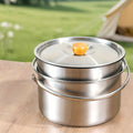 stainless steel cookware set - portable outdoor camping cookware kit with bowls