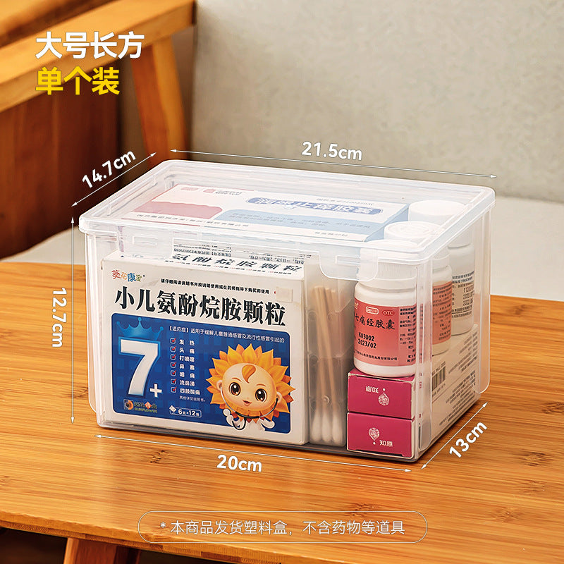 Flip small medicine box Portable with lid Stackable rectangular storage box Transparent storage drug packaging box with lid
