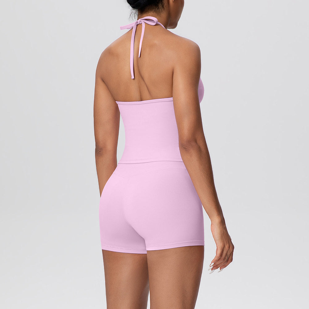 Sexy backless strappy activewear set - cloud-soft, quick-dry, compression yoga outfit with high-waisted, butt-lifting design for outdoor running and fitness