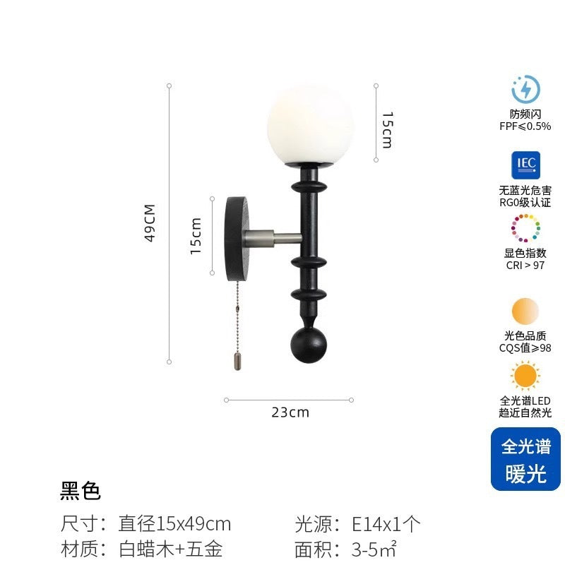 three lights and one house, French medieval wall lamp, creative and warm bedside bedroom lamp, aisle led window solid wood lamp