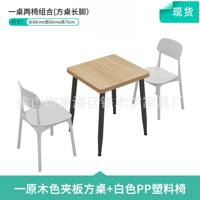 Canteen dining table and chairs Solid wood staff factory Student dining room School dining hall Four-person conjoined combination splicing