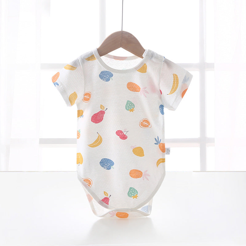 Baby bodysuit summer unisex infant short sleeve romper newborn pure cotton triangle onesie lightweight crawling suit