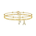export hot-selling 26-letter anklet, zircon letter anklet, minimalist fashion seed bead cuban double-layer anklet