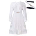 D497 european and american cross-border new independent station v neck fashion elegant elegancepure color pleated plus size african dress