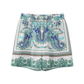 European and american cross-border women's fashion:  early autumn hot style retro print short-sleeve shirt and high-waisted shorts casual two-piece set