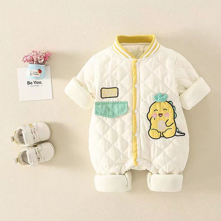Newborn infant lightweight cotton romper - autumn/winter cotton outfit for baby boys and girls - stylish long-sleeve bodysuit for crawling and everyday wear