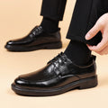2024 new men's leather shoes - summer breathable business formal british style casual soft sole black dress shoes