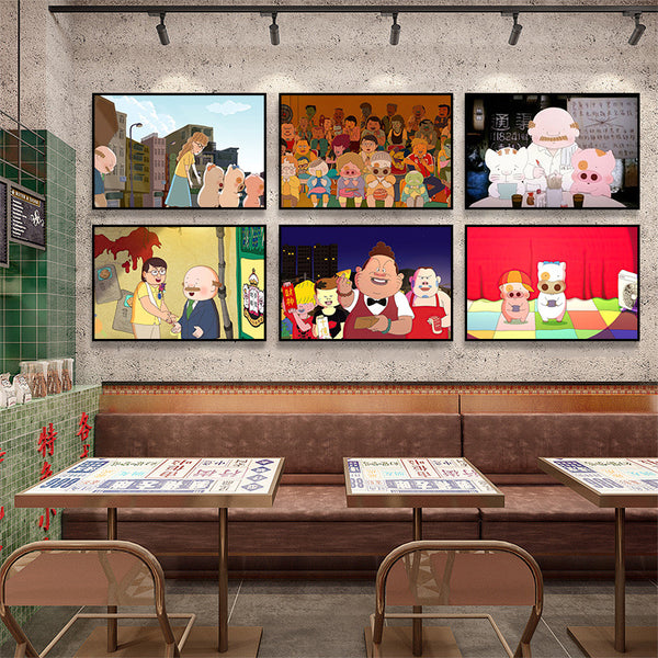麦兜故事装饰画怀旧香港动画电影港风海报小猪壁画港式茶餐厅挂画
