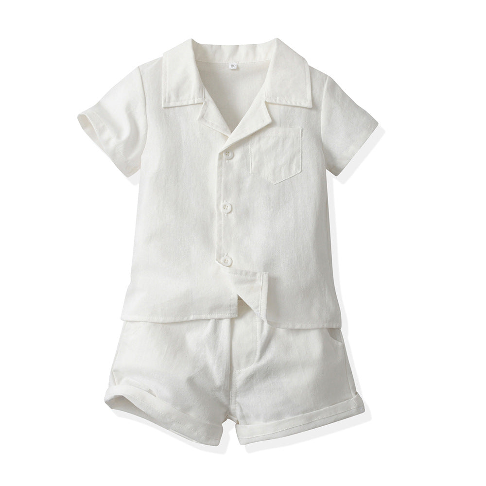 Wholesale boys' clothing sets: new summer styles - dopamine cotton stand collar comfort short-sleeve shirts for boys' summer wear
