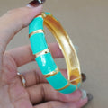 Elegant middle eastern women's enamel blue bangle, vintage ethnic court style fashion accessory