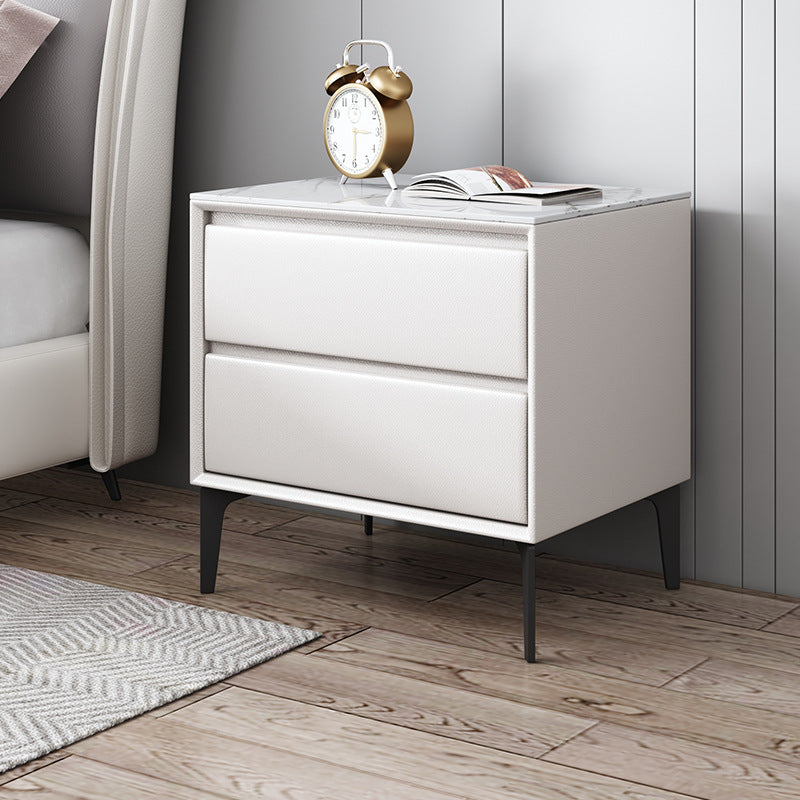 Bedside table modern casual slate accessible luxury solid wood for home bedroom bedside table leather casual simple popular storage cabinet