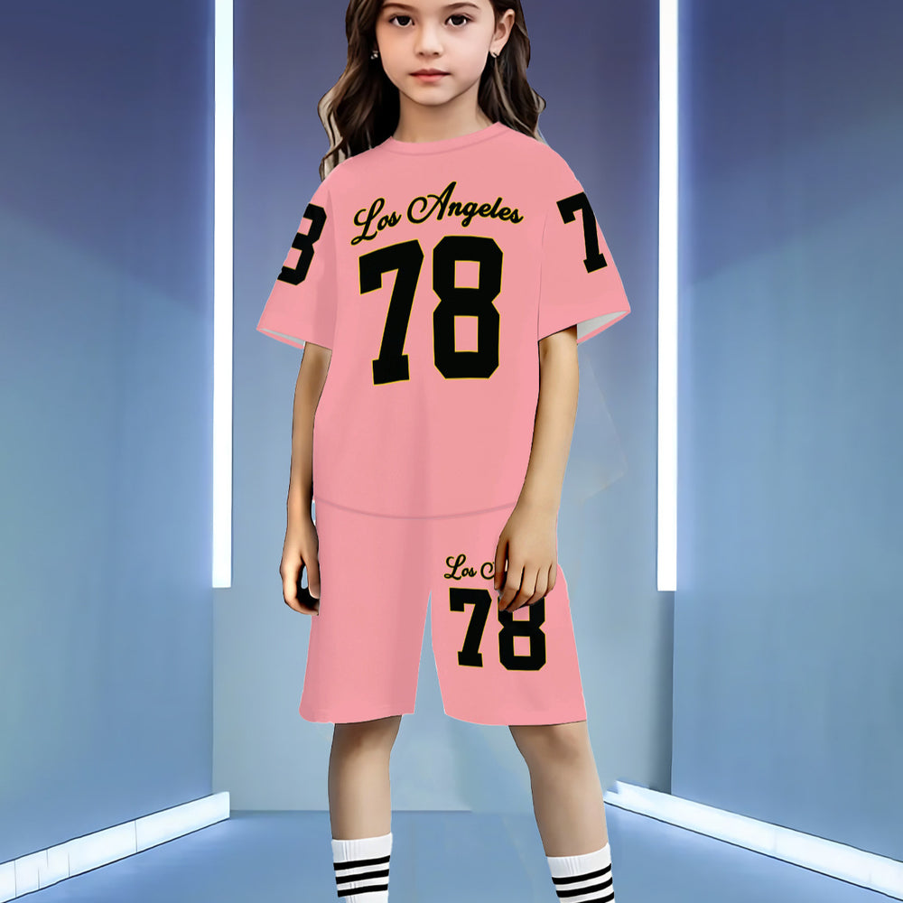 wholesale girls' short-sleeve and shorts sets, fashionable spring, summer, and autumn outfits for girls