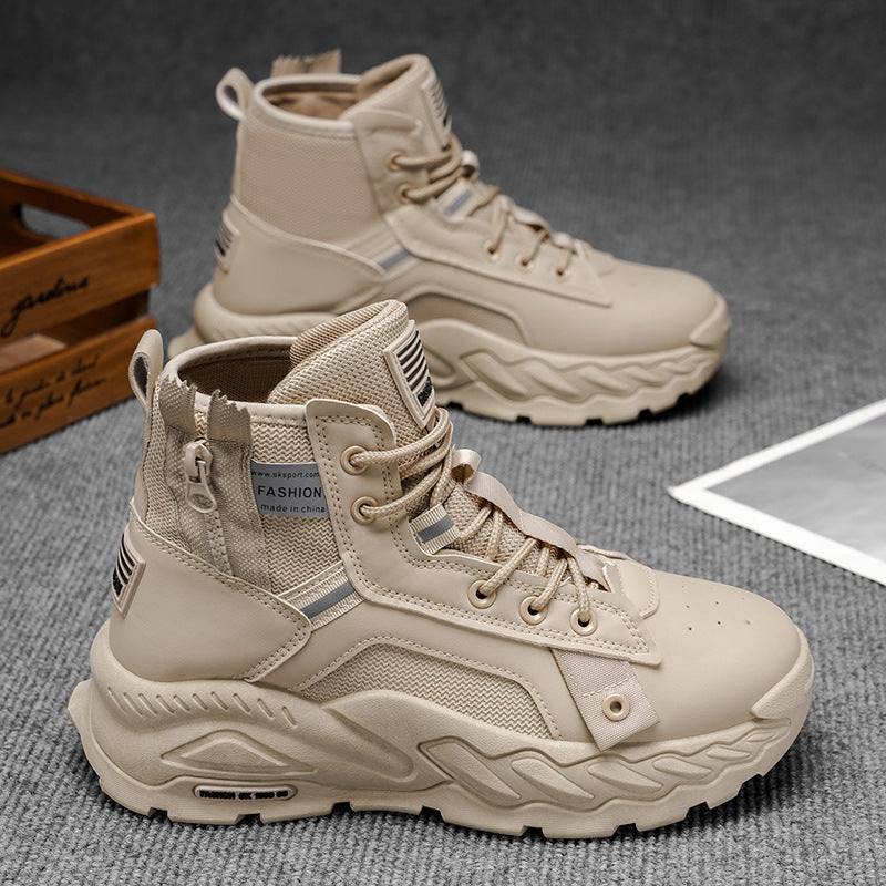 Boots men's shoes spring high-top british style retroworkwear boots thick solewaterproof outdoor hiking desert combat boots