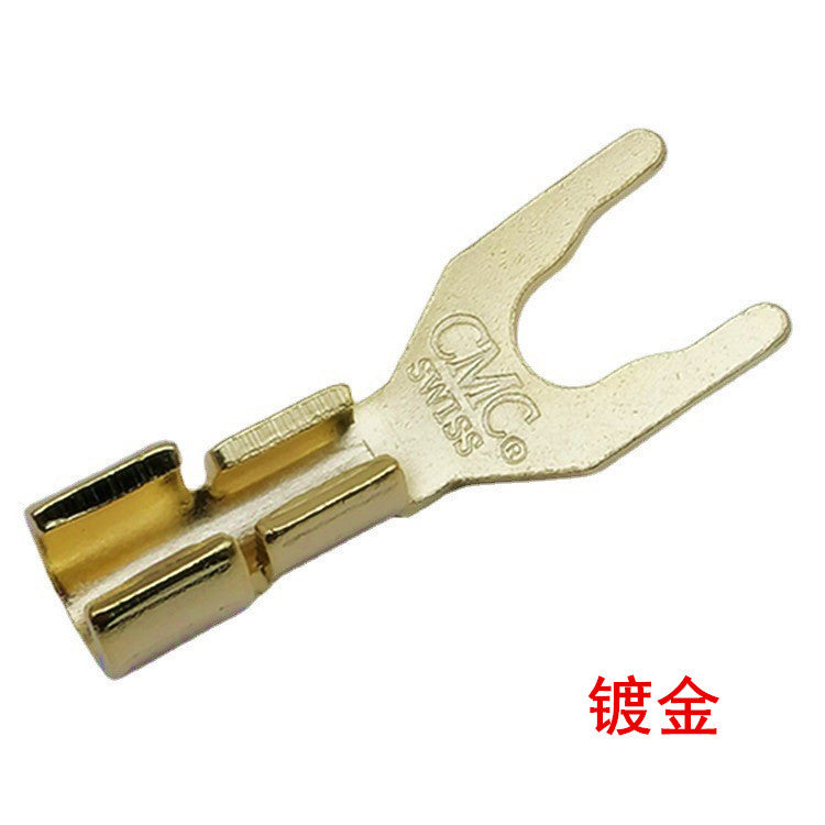 Welded clamp type CMC copper Y connector, speaker U-connector, audio mixer banana head terminal block