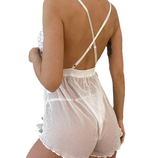 European and american style lingerie set - two-piece sexy suspender shorts satin nightwear