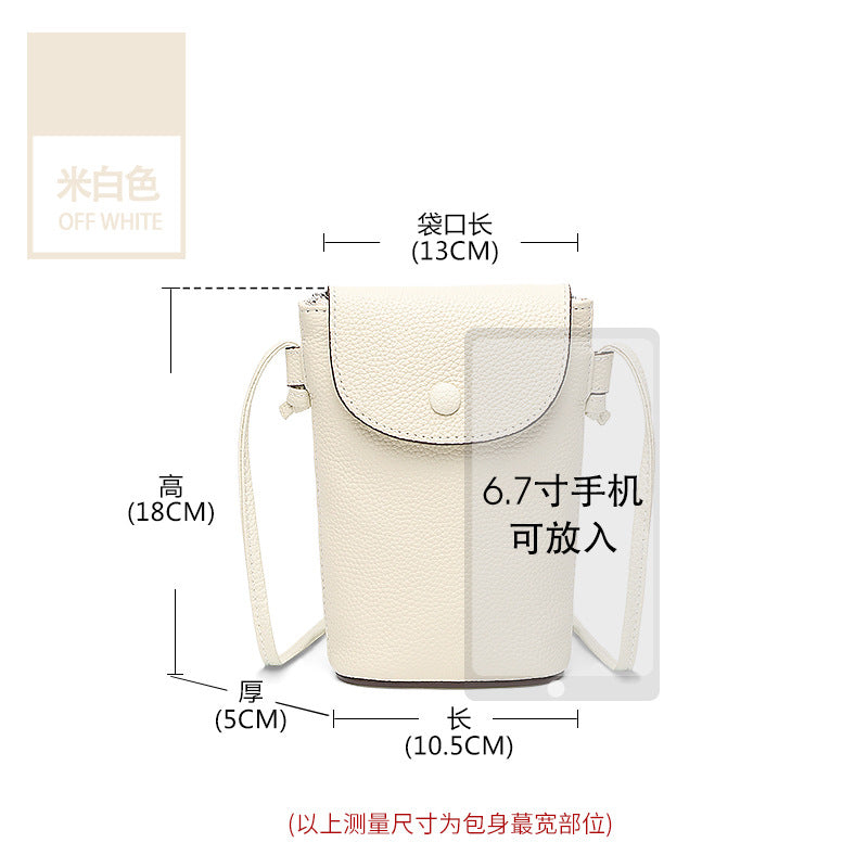 Casual leather large-capacity mobile phone bag women's 2025 new anti-theft cowhide shoulder bag versatile small messenger women's bag