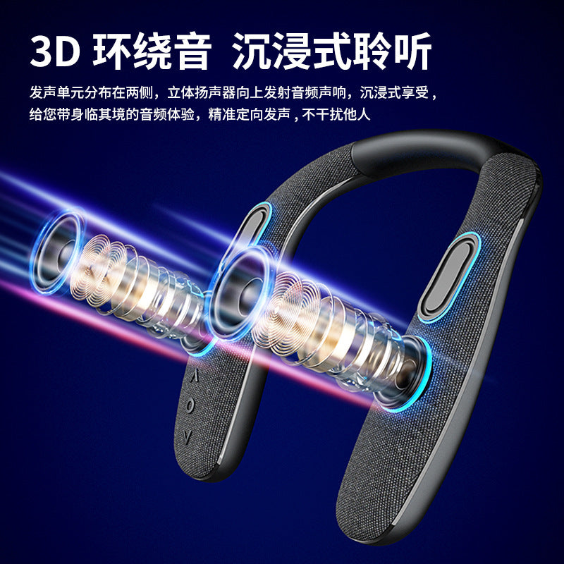 New arrival halter style wireless bluetooth speaker fabric portable wearable subwoofer stereo neck speaker
