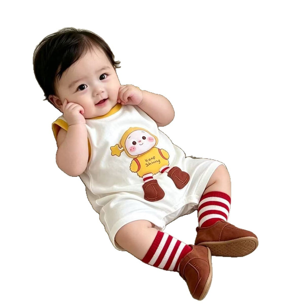 Summer new arrival: sleeveless romper for baby boys and girls - short-sleeve bodysuit, newborn infant crawling suit, cartoon outwear onesie