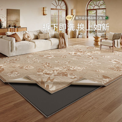 Removable and washable living room carpet, chinese ancient style double-layer sound insulation and noise reduction sofa cushion, easy to care for, machine washable bedroom bedside blanket