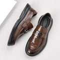 Leather shoes for men, business casual formal wear, live broadcast, hand-grabbed pattern, british style lazy slip-on, wedding loafers, bean shoes