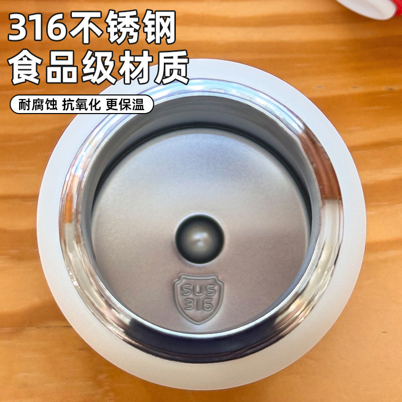 High-value cartoon animal floating ball cup cream carry-along kettle kids' 316 stainless steel insulated straw cup