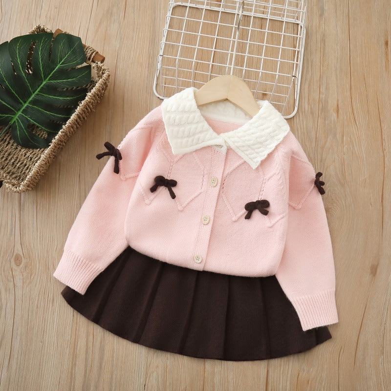 Girls' knit cardigan & skirt set - new  collection, chanel-inspired style