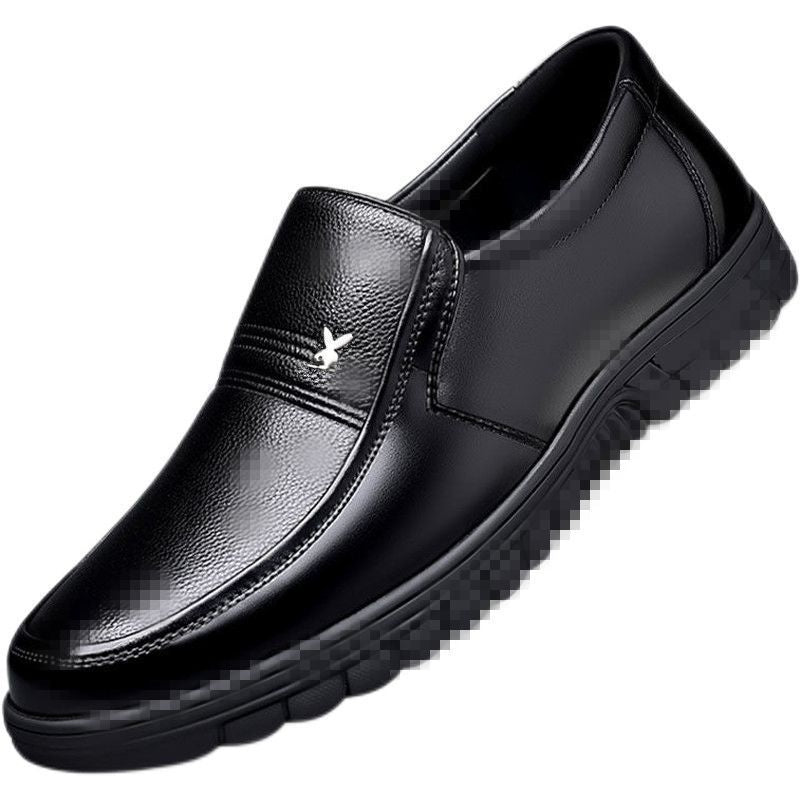 【100% full grain leather】men's warm leather shoes, fleece-lined, odor-resistant, winter warm thick-soled waterproof snow boots - northeast style