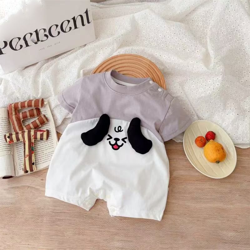 Baby cartoon short-sleeve romper - summer outfit for newborns & toddlers - lightweight, trendy crawling suit