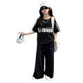 Girls' summer outfit set  new korean style chic lightweight two-piece set for older girls and children's casual sportswear