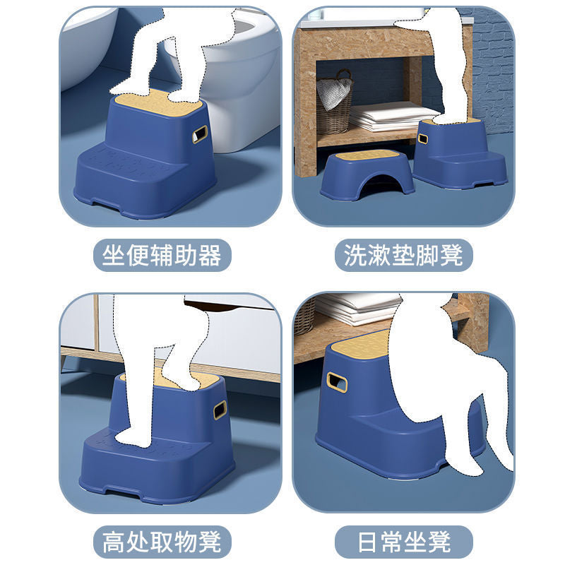 Kids stool thickened baby double-layer footstool non-slip stool plastic small bench toilet stool stable double-layer design