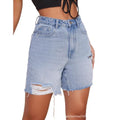 Amazon tiktok pinduoduo foreign trade cross-border fashion american retro ripped raw edge denim shorts women's summer