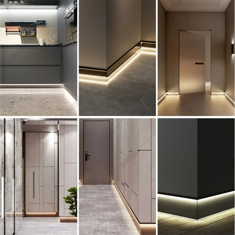 LED aluminum line light skirting line return light slot aluminum alloy luminous skirting line LED light slot surface mounted skirting lighting