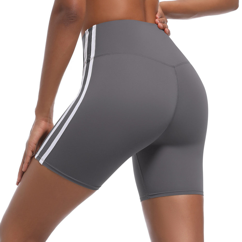 new striped high-waisted peach lift 3/4 leggings - color block breathable sports running yoga shorts for women