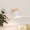 Nordic log style rotatable wall lamp white tapered soft light b&b guest room bedroom staircase casual bedside