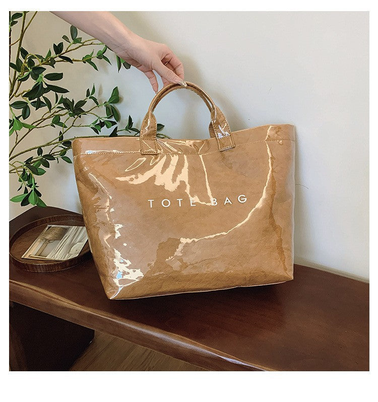 Customized washed composite DuPont paper bag Customized kraft paper tote bag Textured waterproof handbag Environmental protection bag tide