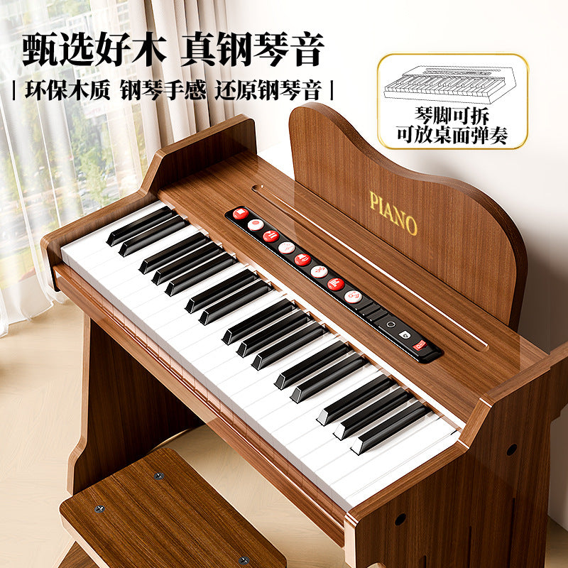 Wooden mini piano - kids' toy, beginner electronic keyboard, small educational instrument for boys and girls, baby and infant birthday gift