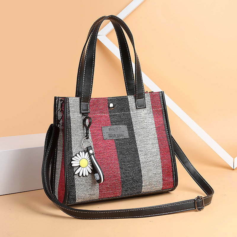 2024 new women's fashion shoulder bag crossbody bag canvas bag color block handbag minimalist versatile tote bag