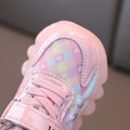 Spring/autumn new cartoon cat light-up sneakers for girls - luminous, breathable mesh casual shoes for toddlers and young children - trendy style