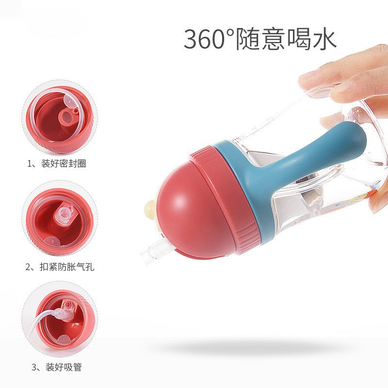 Bao hui factory baby training cup, sippy cup with gravity ball, straw cup for toddlers, leak-proof and anti-choking, with handles