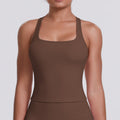 New women's solid color racerback tank top - brushed fabric, quick-dry, compression fit for running, fitness, and yoga
