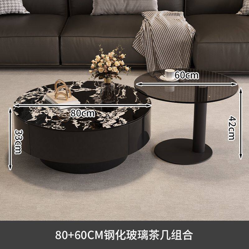 Luxury designer italian minimalist high-end living room home small apartment round glass combination coffee table