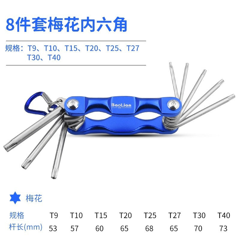 Folding hex key wrench set - metric & imperial, torx screwdriver, universal 6-point hex key wrench