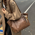 classy retro tote bag for women 2025new arrival super popular european and american shoulder bag soft leather large capacity armpit bag